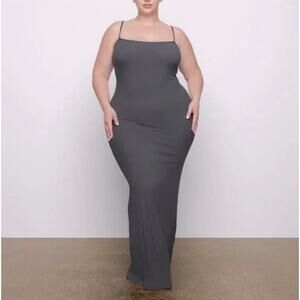 Skims Soft Lounge Long Ribbed Slip Dress Gunmetal Gray Plus Size 3x Casual Comfy